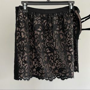 LOFT Black/Nude Lace Miniskirt